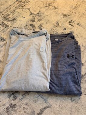 Under Armour Long-Sleeve Performance Shirts - Light Gray & Navy